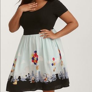TORRID DISNEY UP KNIT TO WOVEN SKATER DRESS - Size 1 (XL)